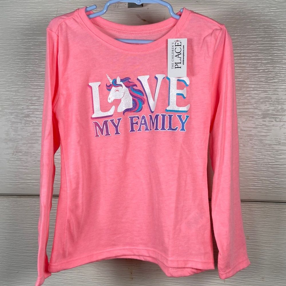 Girls Childrens Place‎ Long Sleeve Pink Unicorn Graphic Tee Size XS 4 NWT